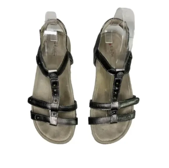 TAOS Women's Sandals Black Leather Trophy Support Adjustable Straps Size 8 - Picture 4 of 5